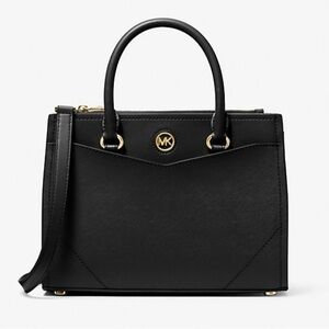 MICHAEL KORS Everly Black Medium Saffiano Leather Satchel. NWT